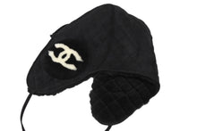 画像をギャラリービューアに読み込む, 新品同様 CHANEL シャネル ココ ネージュ フライトキャップ パイロットキャップ AAA429 フェイクファー スウェード 中古 4b010310