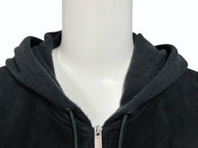画像をギャラリービューアに読み込む, HERMES エルメス ジップアップフーディー パーカー サイズM カシミヤ スウェード ダークグリーン ヴィンテージ 美品 中古 4b010323