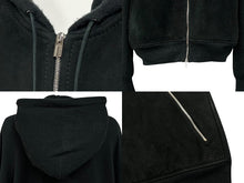 画像をギャラリービューアに読み込む, HERMES エルメス ジップアップフーディー パーカー サイズM カシミヤ スウェード ダークグリーン ヴィンテージ 美品 中古 4b010323