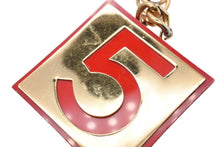 画像をギャラリービューアに読み込む, CHANEL シャネル VINTAGE ヴィンテージ チェーンベルト ココマーク No.5 レザー メタル GP ゴールド レッド 美品 中古 4b010336