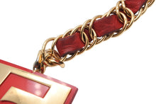 画像をギャラリービューアに読み込む, CHANEL シャネル VINTAGE ヴィンテージ チェーンベルト ココマーク No.5 レザー メタル GP ゴールド レッド 美品 中古 4b010336