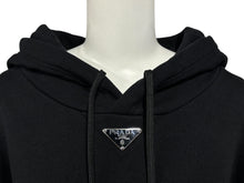 画像をギャラリービューアに読み込む, 極美品 PRADA プラダ パーカー フーディ トライアングルロゴ UJL45B コットン ナイロン ブラック シルバー金具 サイズL 中古 4b010341