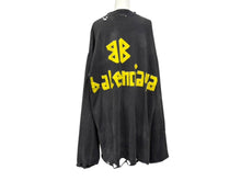 画像をギャラリービューアに読み込む, BALENCIAGA バレンシアガ ガムテープロゴ オーバーサイズ 長袖Tシャツ ブラック コットン サイズ ２ 美品 中古 4b010342