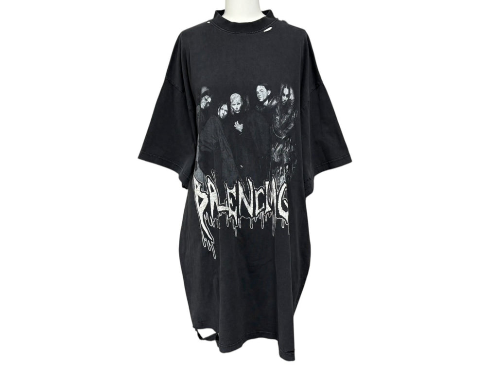 BALENCIAGA METAL HEADS バレンシアガ メタル ヘッズ 半袖Ｔシャツ ブラック787349 コットン サイズ 2 美品 中古 4b010343