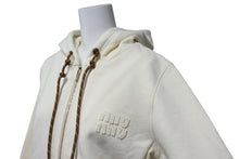 画像をギャラリービューアに読み込む, 極美品 MIUMIU ミュウミュウ コットンフリース ジップアップフーディー MJL024 サイズS アイボリー ロゴパッチ 中古 4b010345