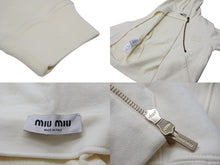 画像をギャラリービューアに読み込む, 極美品 MIUMIU ミュウミュウ コットンフリース ジップアップフーディー MJL024 サイズS アイボリー ロゴパッチ 中古 4b010345