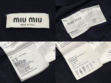 画像をギャラリービューアに読み込む, 極美品 MIUMIU ミュウミュウ ウールニット 長袖ポロシャツ MML934 サイズ40 ネイビー シェルボタン 黒蝶貝 中古 4b010346