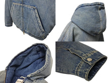 画像をギャラリービューアに読み込む, 極美品 MIUMIU ミュウミュウ ボンバー フーデッドジャケット GWB190 サイズ38 デニム ブルー ロゴパッチ 中古 4b010347