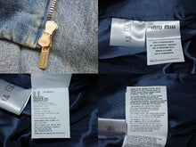 画像をギャラリービューアに読み込む, 極美品 MIUMIU ミュウミュウ ボンバー フーデッドジャケット GWB190 サイズ38 デニム ブルー ロゴパッチ 中古 4b010347