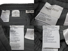 画像をギャラリービューアに読み込む, MIUMIU ミュウミュウ トラック パンツ グレー ロゴ刺繍 ダメージ加工 サイズ 38 コットン 美品 中古 4b010348