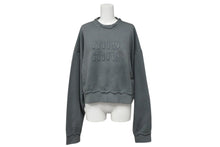 画像をギャラリービューアに読み込む, 極美品 MIUMIU ミュウミュウ ニット ロゴ ダメージ加工 ロゴクルーネックスウェットトレーナー MJL911 S231 137J サイズS グレー 中古 4b010349