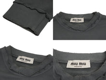 画像をギャラリービューアに読み込む, 極美品 MIUMIU ミュウミュウ ニット ロゴ ダメージ加工 ロゴクルーネックスウェットトレーナー MJL911 S231 137J サイズS グレー 中古 4b010349