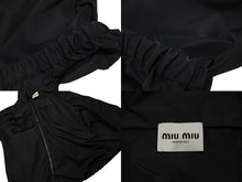 画像をギャラリービューアに読み込む, MIUMIU ミュウミュウ アノラックジャケット ML931 サイズ40 ロゴプリント ブラック ホワイト ポリエステル 美品 中古 4b010350