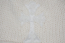 画像をギャラリービューアに読み込む, 新品未使用 CHROME HEARTS クロムハーツ 新作 ニットキャップ ビーニー カシミヤ ビーズ クロスパッチ シルバー925 ホワイト 中古 4b010351