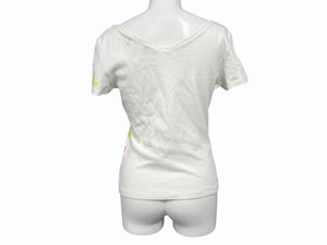 極美品 Christian Dior クリスチャンディオール Vネック半袖Tシャツ 6P16155471 サイズ40 マルチカラー ガリアーノ期 総柄 中古 4b010383