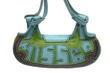 画像をギャラリービューアに読み込む, MISS SIXTY ミスシックスティ ハンドバッグ BW1600 パッチワーク ブルー グリーン ブラウン アンティークゴールド金具 良品 中古 4b010385