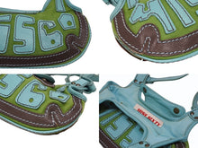 画像をギャラリービューアに読み込む, MISS SIXTY ミスシックスティ ハンドバッグ BW1600 パッチワーク ブルー グリーン ブラウン アンティークゴールド金具 良品 中古 4b010385