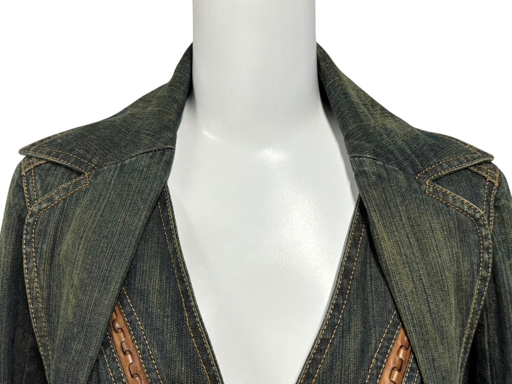 Christian Dior クリスチャンディオール デニムジャケット ブラック グリーン レッド 6E12088110 コットン ポリウレタン 良品 中古 4b010386