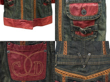 画像をギャラリービューアに読み込む, Christian Dior クリスチャンディオール デニムジャケット ブラック グリーン レッド 6E12088110 コットン ポリウレタン 良品 中古 4b010386