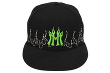 画像をギャラリービューアに読み込む, MANNAHATTA NYC × MAXXX Loso マンナハッタ Fuego Logo Baseball Cap With Sashiko Stiches ベースボールキャップ ブラック グリーン サイズ7 1/4 美品 中古 4b010399