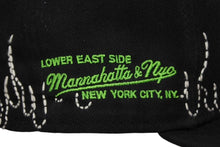 画像をギャラリービューアに読み込む, MANNAHATTA NYC × MAXXX Loso マンナハッタ Fuego Logo Baseball Cap With Sashiko Stiches ベースボールキャップ ブラック グリーン サイズ7 1/4 美品 中古 4b010399