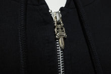 画像をギャラリービューアに読み込む, CHROME HEARTS クロムハーツ ダガー ジップ パーカー ブラック コットン ポリエステル サイズ L RN#95024 シルバー925 金具 良品 中古 4b010408