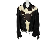 Load image into Gallery viewer, Veruducci ヴァドゥーチ ライダースジャケット ブラック ホワイト レザー ナイロン サイズ 46 シルバー金具 美品 中古 4b010410