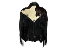 Load image into Gallery viewer, Veruducci ヴァドゥーチ ライダースジャケット ブラック ホワイト レザー ナイロン サイズ 46 シルバー金具 美品 中古 4b010410