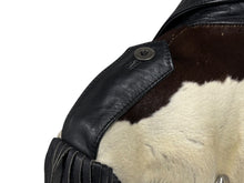 Load image into Gallery viewer, Veruducci ヴァドゥーチ ライダースジャケット ブラック ホワイト レザー ナイロン サイズ 46 シルバー金具 美品 中古 4b010410