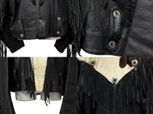 Load image into Gallery viewer, Veruducci ヴァドゥーチ ライダースジャケット ブラック ホワイト レザー ナイロン サイズ 46 シルバー金具 美品 中古 4b010410