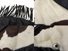 Load image into Gallery viewer, Veruducci ヴァドゥーチ ライダースジャケット ブラック ホワイト レザー ナイロン サイズ 46 シルバー金具 美品 中古 4b010410