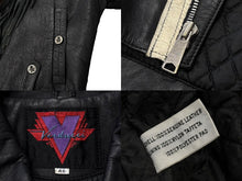Load image into Gallery viewer, Veruducci ヴァドゥーチ ライダースジャケット ブラック ホワイト レザー ナイロン サイズ 46 シルバー金具 美品 中古 4b010410