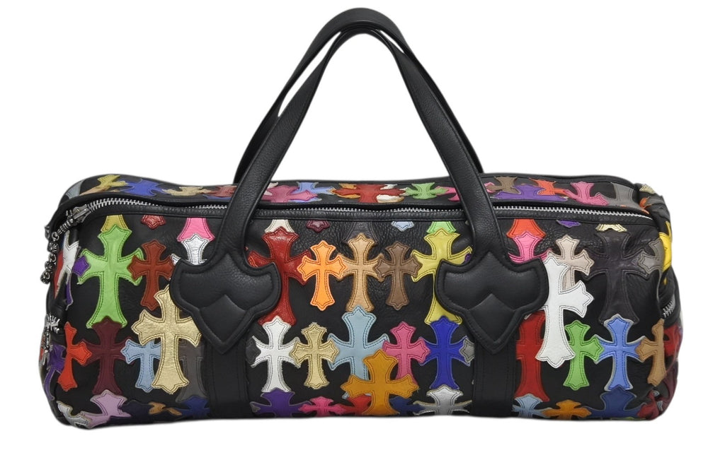 CHROME HEARTS クロムハーツ DUFFLE SML ボストンバッグ スモール セメタリークロス マルチパッチ クロスボールチェーン 美品 中古 4b010412