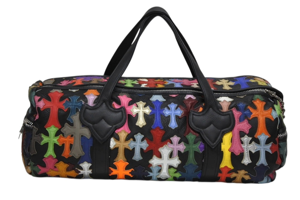 CHROME HEARTS クロムハーツ DUFFLE SML ボストンバッグ スモール セメタリークロス マルチパッチ クロスボールチェーン 美品 中古 4b010412