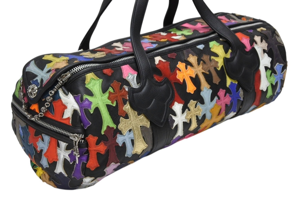 CHROME HEARTS DUFFLE SML Boston Bag Small Cemetery Cross Multi-Patch Cross Ball Chain Good Condition Used 4b010412