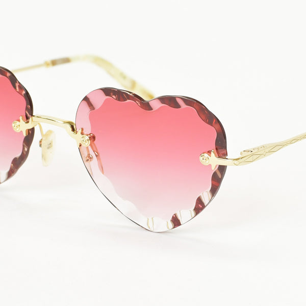 Very good condition Chloe Sunglasses Eyewear CE150S 823 Size 55□18 140 Heart Pink Gold Ivory Used 4b010426