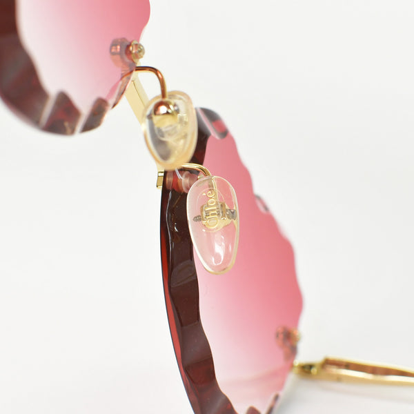 Very good condition Chloe Sunglasses Eyewear CE150S 823 Size 55□18 140 Heart Pink Gold Ivory Used 4b010426