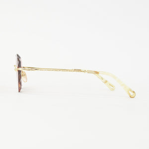 Very good condition Chloe Sunglasses Eyewear CE150S 823 Size 55□18 140 Heart Pink Gold Ivory Used 4b010426