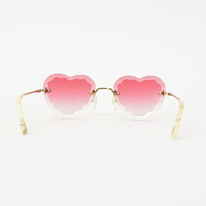 Very good condition Chloe Sunglasses Eyewear CE150S 823 Size 55□18 140 Heart Pink Gold Ivory Used 4b010426