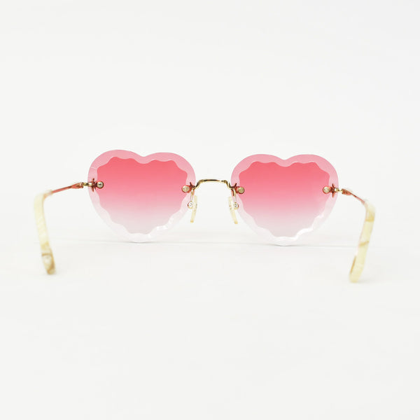 Very good condition Chloe Sunglasses Eyewear CE150S 823 Size 55□18 140 Heart Pink Gold Ivory Used 4b010426