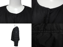 画像をギャラリービューアに読み込む, PRADA プラダ ノーカラー ダウンジャケット トライアングル ロゴ ブラック ナイロン サイズ 42 美品 中古 4b010428