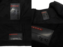 画像をギャラリービューアに読み込む, PRADA プラダ ノーカラー ダウンジャケット トライアングル ロゴ ブラック ナイロン サイズ 42 美品 中古 4b010428
