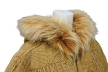 画像をギャラリービューアに読み込む, pelle pelle ペレペレ ボンバー フーデッドジャケット サイズM ステッチ ブラウン フェイクファー 総柄 美品 中古 4b010432