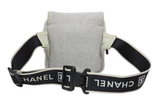 画像をギャラリービューアに読み込む, CHANEL シャネル スポーツライン ウエストバッグ ボディバッグ 10番台 コットン ラバー グレー ブラック 美品 中古 4b010436