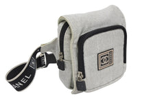 画像をギャラリービューアに読み込む, CHANEL シャネル スポーツライン ウエストバッグ ボディバッグ 10番台 コットン ラバー グレー ブラック 美品 中古 4b010436