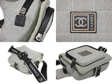 画像をギャラリービューアに読み込む, CHANEL シャネル スポーツライン ウエストバッグ ボディバッグ 10番台 コットン ラバー グレー ブラック 美品 中古 4b010436