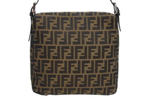 画像をギャラリービューアに読み込む, FENDI フェンディ マンマバケット ワンショルダーバッグ ハンドバッグ ズッカ柄 キャンバス レザー ブラウン シルバー金具 美品 中古 4b010437