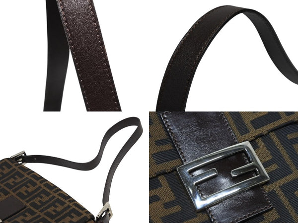 FENDI フェンディ マンマバケット ワンショルダーバッグ ハンドバッグ ズッカ柄 キャンバス レザー ブラウン シルバー金具 美品 中古 4b010437