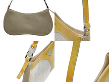 画像をギャラリービューアに読み込む, PRADA プラダ スパンコール メッシュ ハンドバッグ シルバー ゴールド レザー シルバー金具 トライアングルロゴ 良品 中古 4b010439