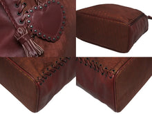 画像をギャラリービューアに読み込む, CHRISTIAN DIOR クリスチャンディオール エスニックライン ホーボー トロッターライン ハンドバッグ ボルドー 美品 中古 4b010440